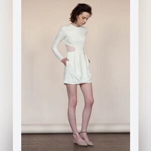 Vivian Chan Alena White Cutout Long Sleeve Mini Dress NWT XS Revolve